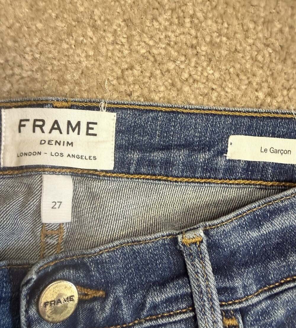 FRAME Le Garcon Jeans Womens 27 Light Wash Skinny Straight Ankle Denim Blue - Picture 3 of 6